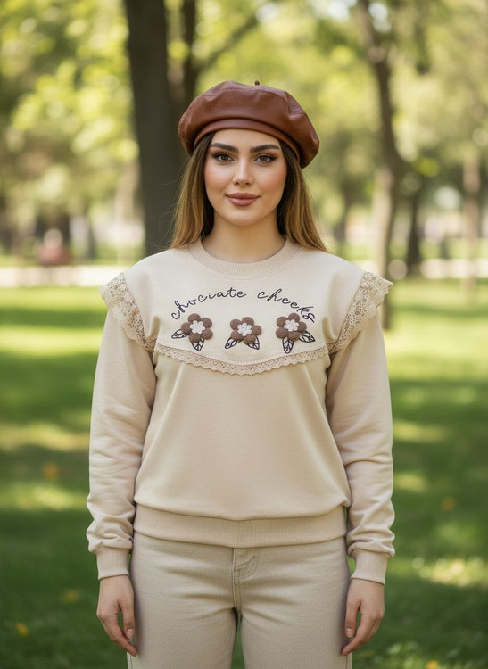 بلوزدانتلدارباسه گل برجسته