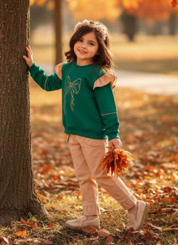 ست سبز گلدوزی پاپیون